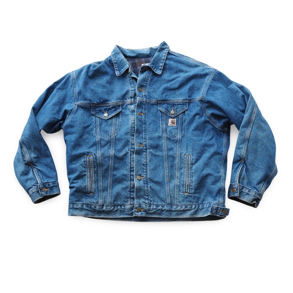 Vintage Carhartt Blanket Lined Denim Trucker Jacket Mens XL Blue USA‎ 80s 90s